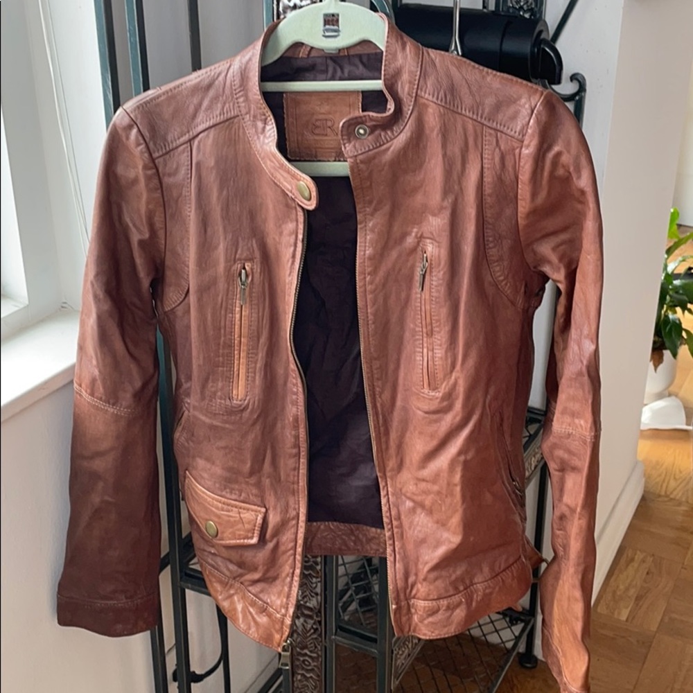 Brown leather jacket